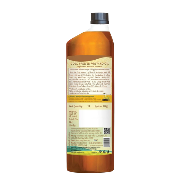 Dabur Cold Pressed Mustard Oil | Rich in Omega 3 | Healthy, Pure & Flavorful Cooking Oil