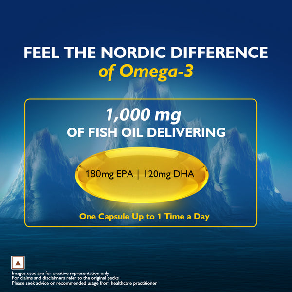 Siens By Dabur Omega-3 Fish Oil Capsules | Supports Heart, Skin & Joint Health| EPA & DHA