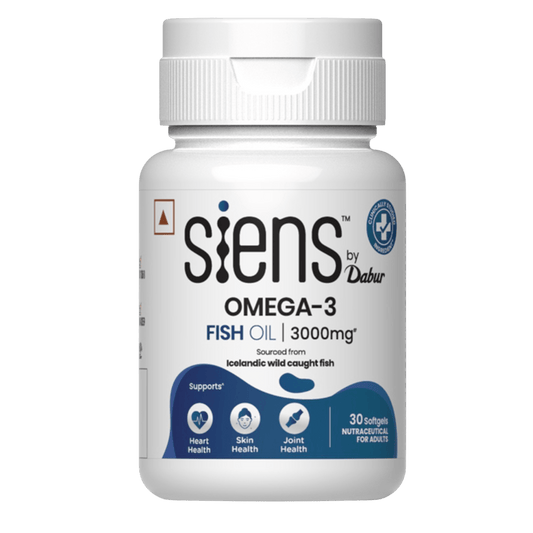 Siens By Dabur Omega-3 Fish Oil Capsules | Supports Heart, Skin & Joint Health| EPA & DHA