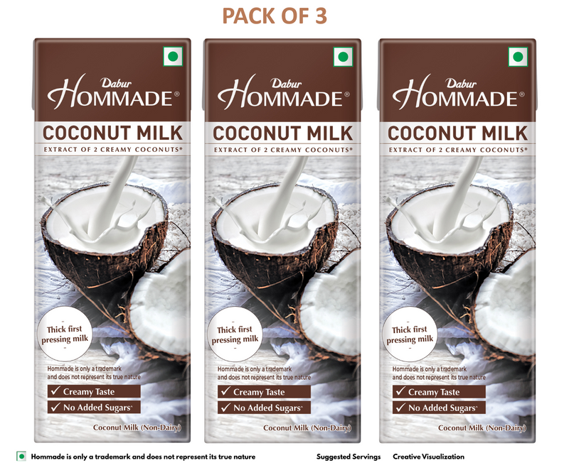 Dabur Hommade Coconut Milk 200ml | 2 Creamy Coconuts