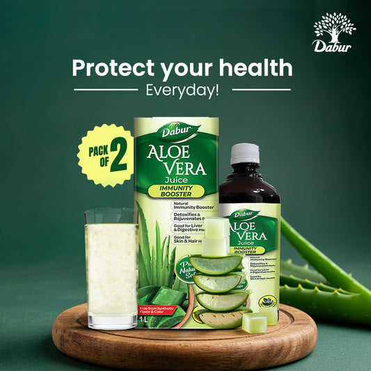 Dabur Aloe Vera Juice 1L (Pack of 2) – Supports Immunity, Detox & Digestion