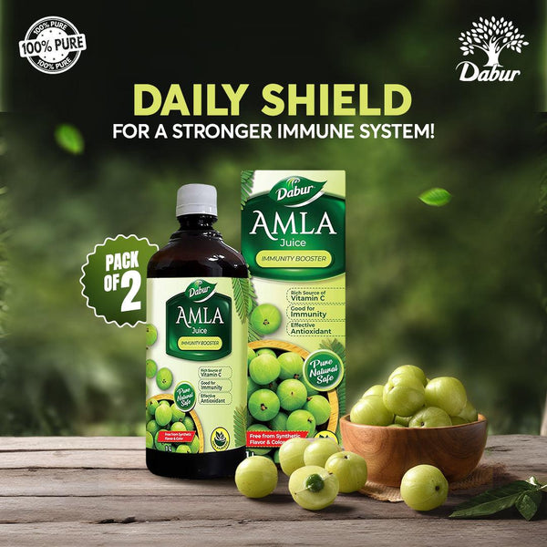 Dabur Amla Juice 1L Each (Pack of 2) – Vitamin C Rich, Immunity & Hair Care