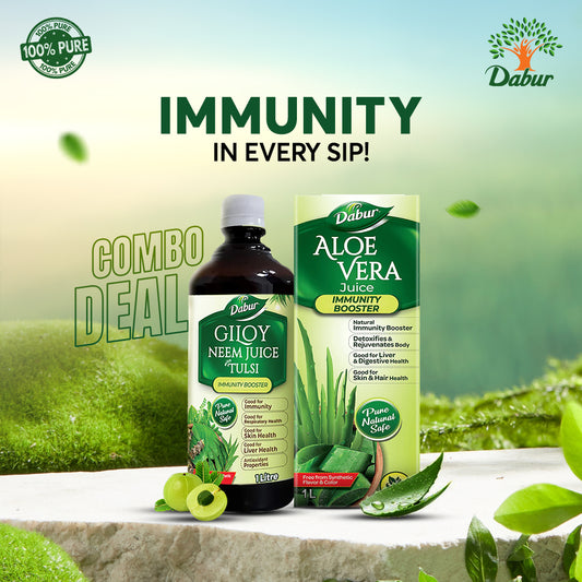 Dabur Herbal Juice Combo – Aloe Vera & Giloy Neem Tulsi 1L Each | Immunity & Detox